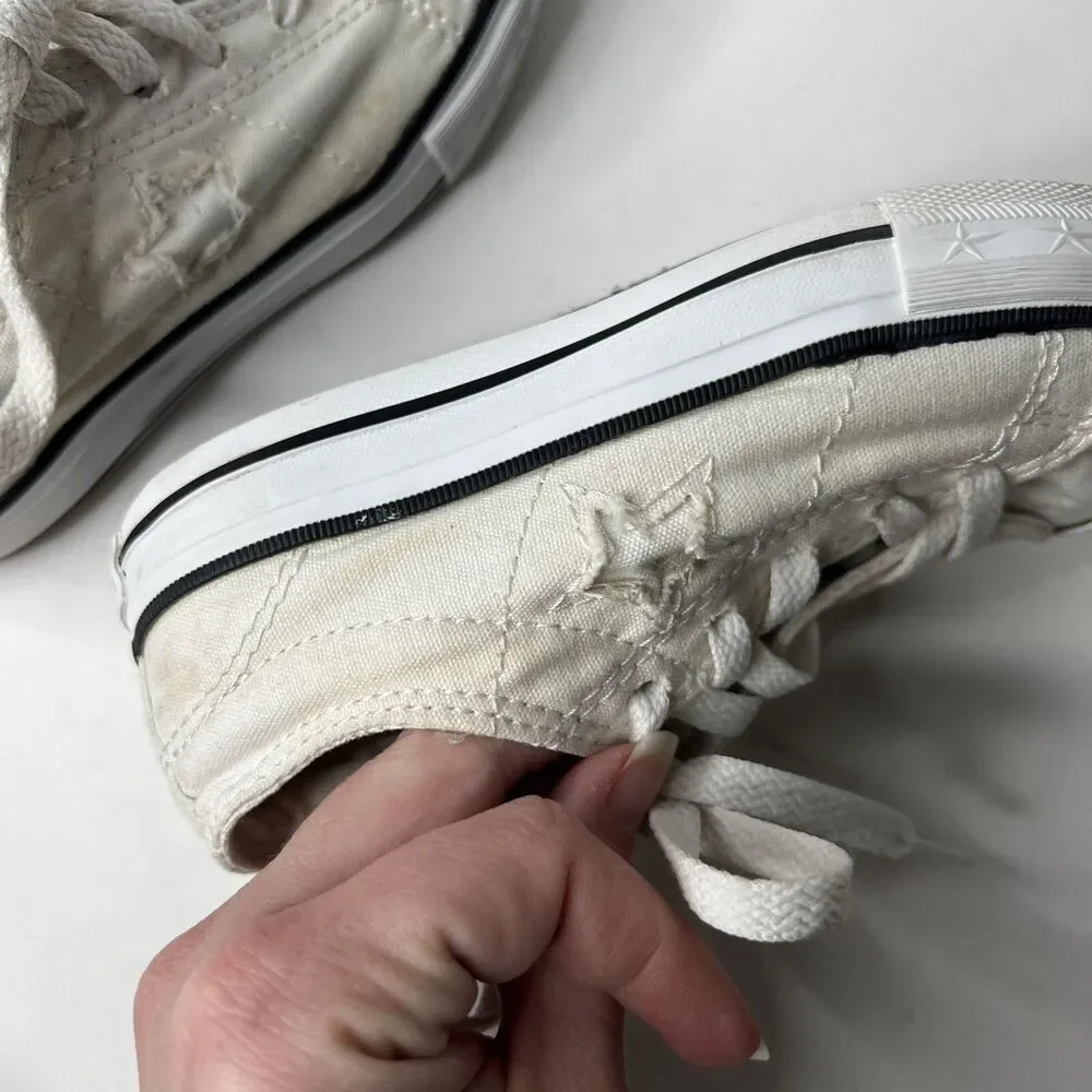 Converse All star Low Top Sneaker Ivory Star Distressed Junior Little Kid 13